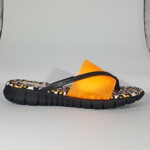 NR Rapisardi Orange Vinyl Sandal w/ Cheetah Sock